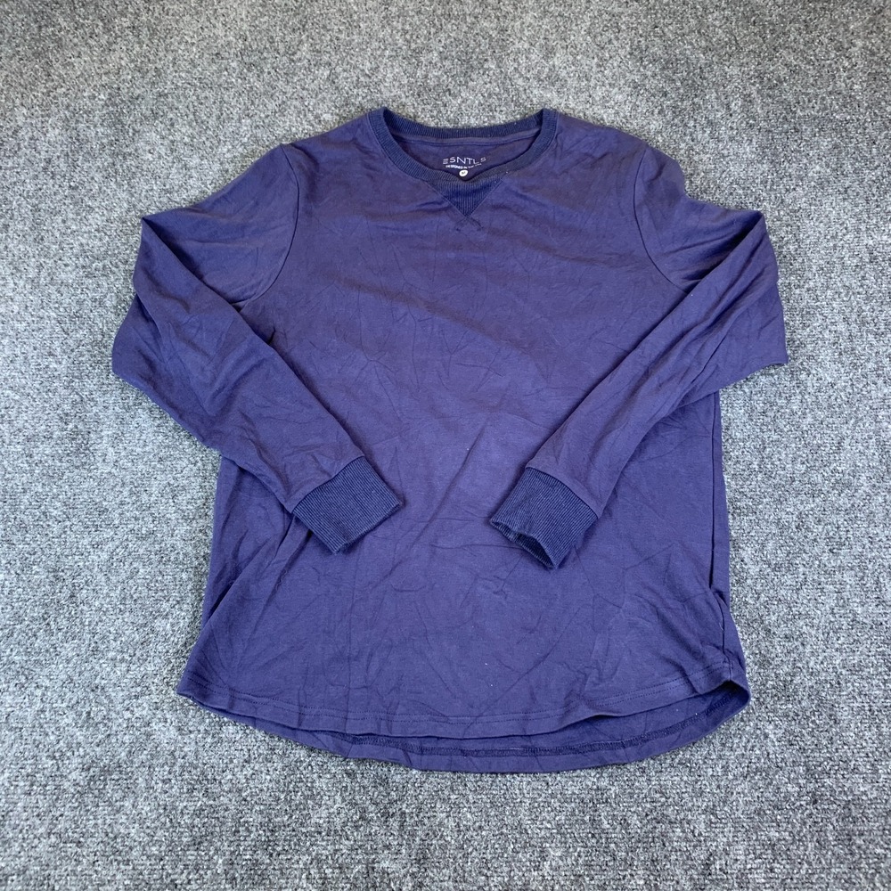 Esntls Shirt Mens Medium Purple Stretch Cotton Comfort V Notch Casual Round Neck